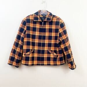 Donny Brook Wool Blend Plaid Black/Yellow Zip-Up Jacket